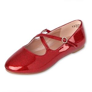 The Children’s Place Girls Glitter Cross Strap Ballet Flats